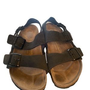 Birkenstock Milano Black Birki-flor Soft Footbed Buckle Sandals 38 L7 M5